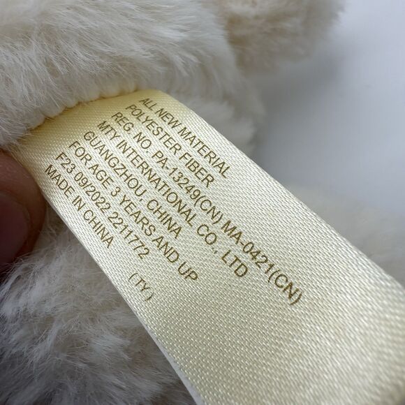 MTY International Bunny 10" Plush Cream Rabbit Peach Orange Bow Lop Ears Lovey - Picture 7 of 7